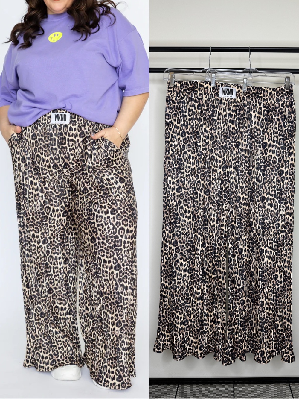 NWT WKND Chasers Leopard Plisse Pants Viral TikTok sz 3XL Dopamine Dressing NEW